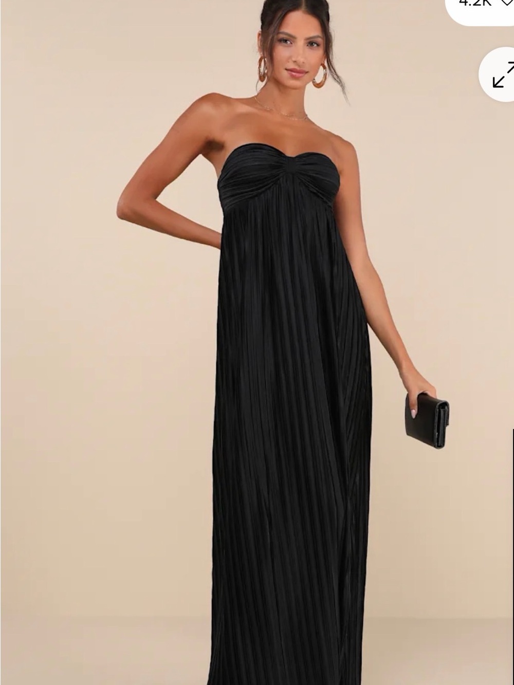 Lulu's Black Satin Strapless dress